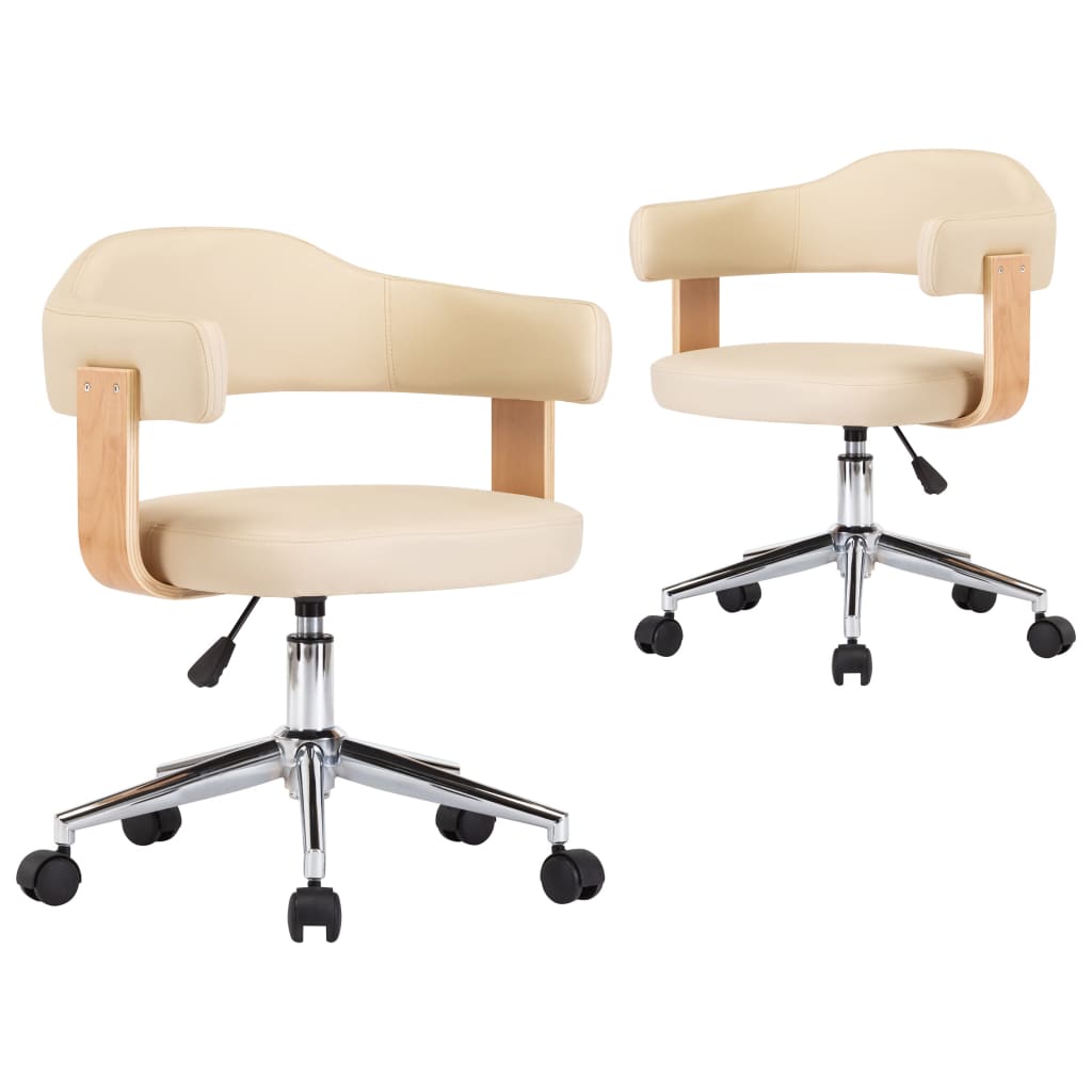 Dining chairs 2 pcs. Swivel cream faux leather
