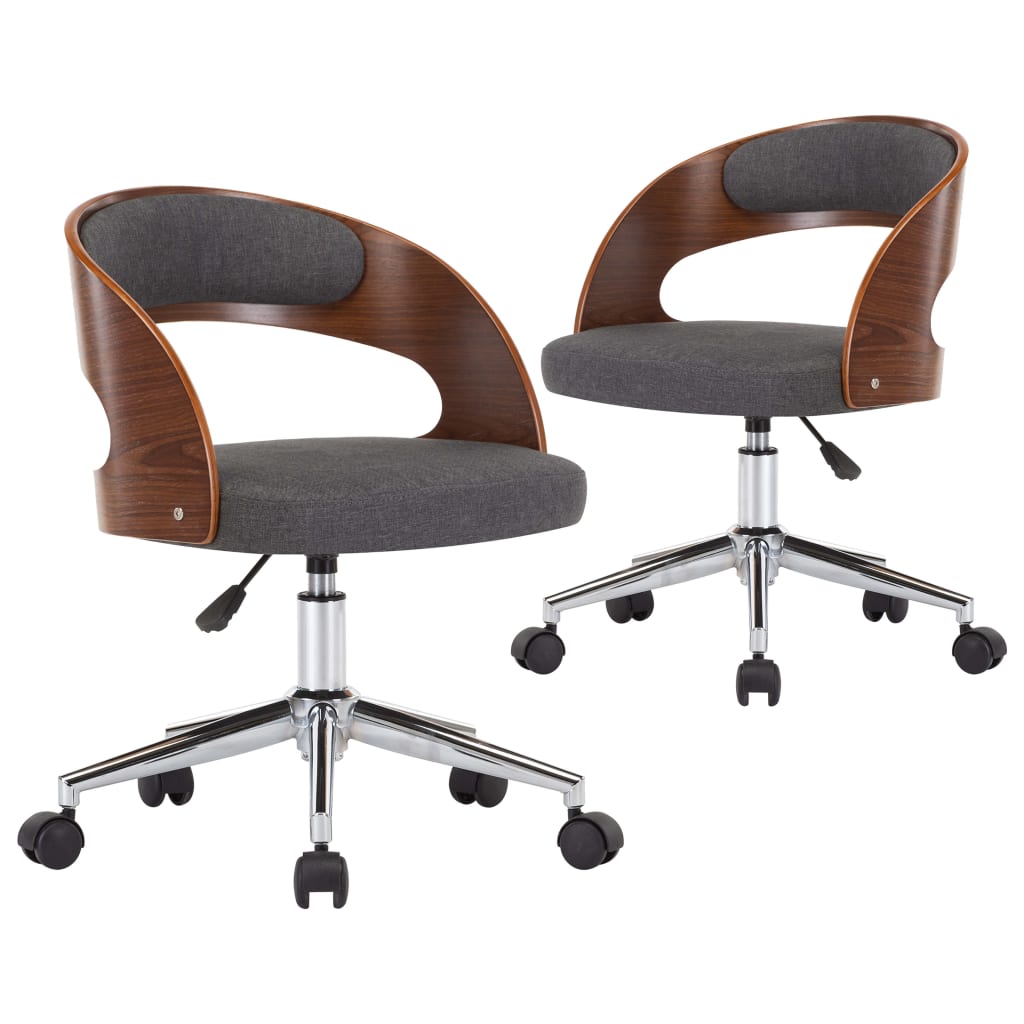 Dining chairs 2 pcs. Swivel gray bentwood and fabric