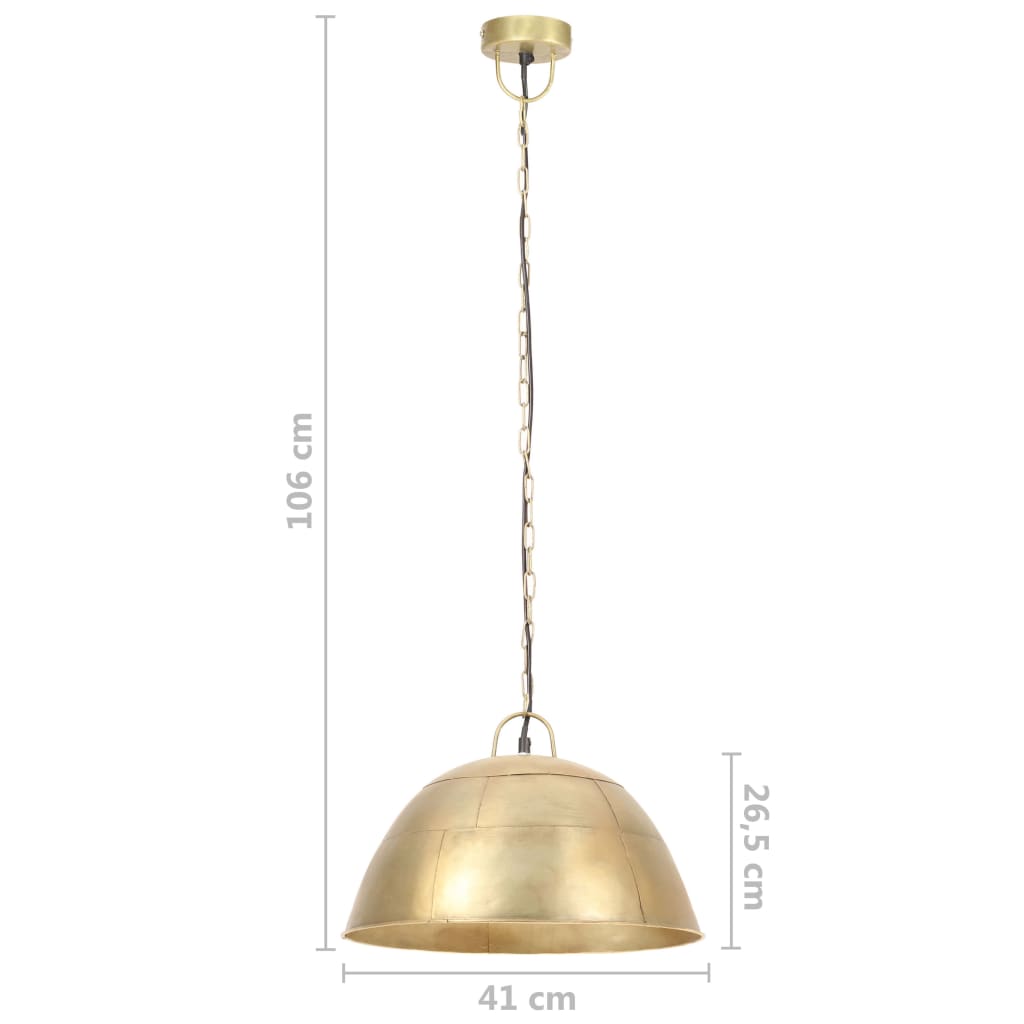 Hanging lamp vintage industrial style 25 W brass round 41 cm E27