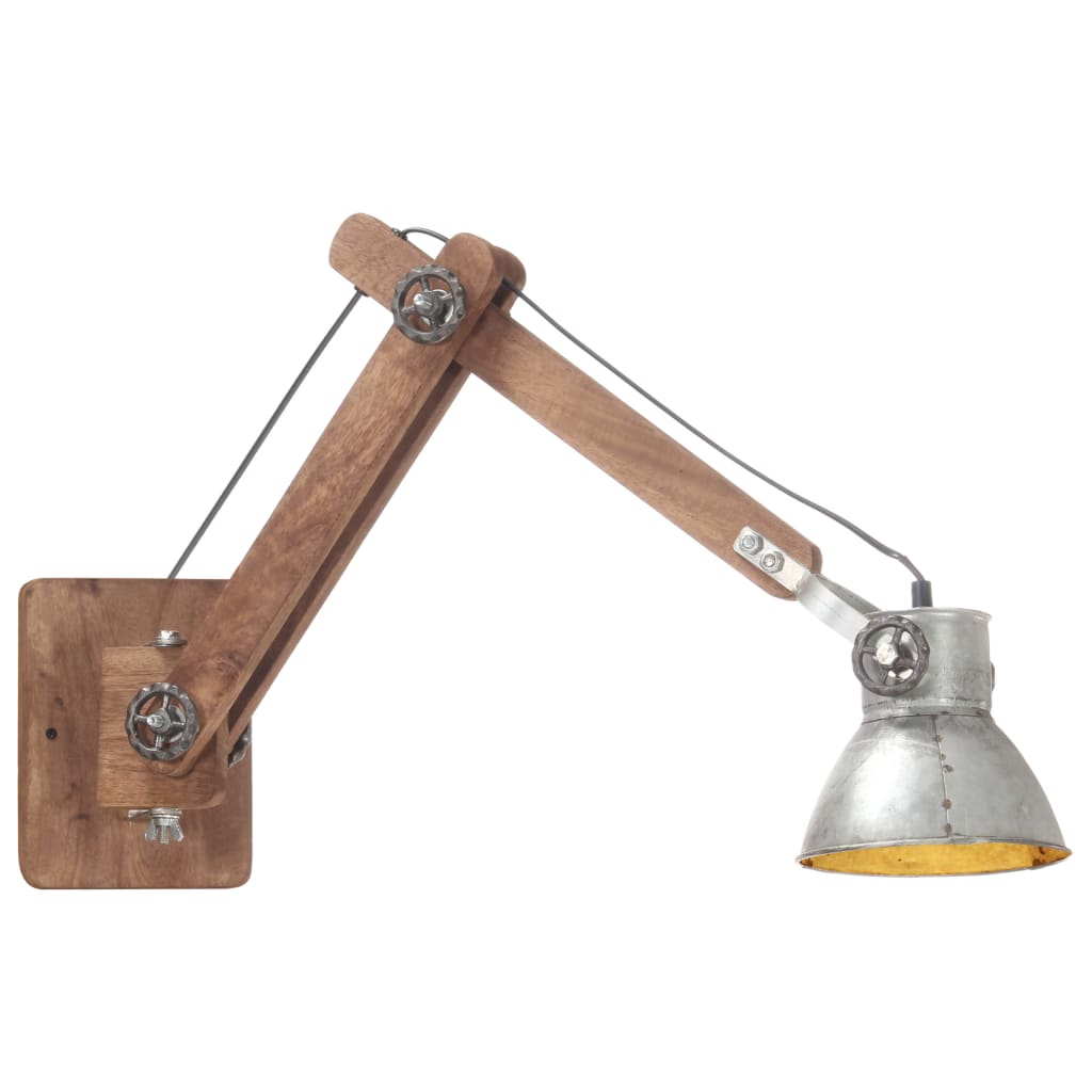 Wall light industrial style silver round E27