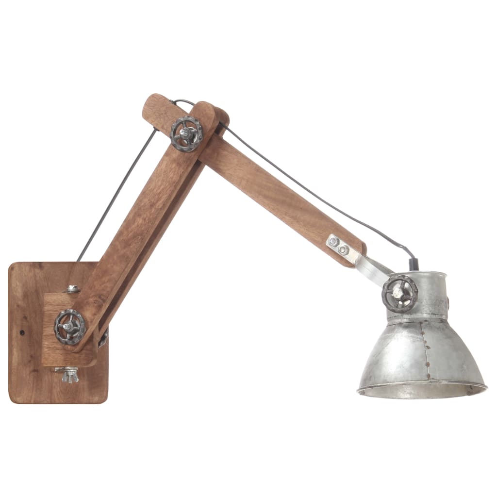 Wall light industrial style silver round E27