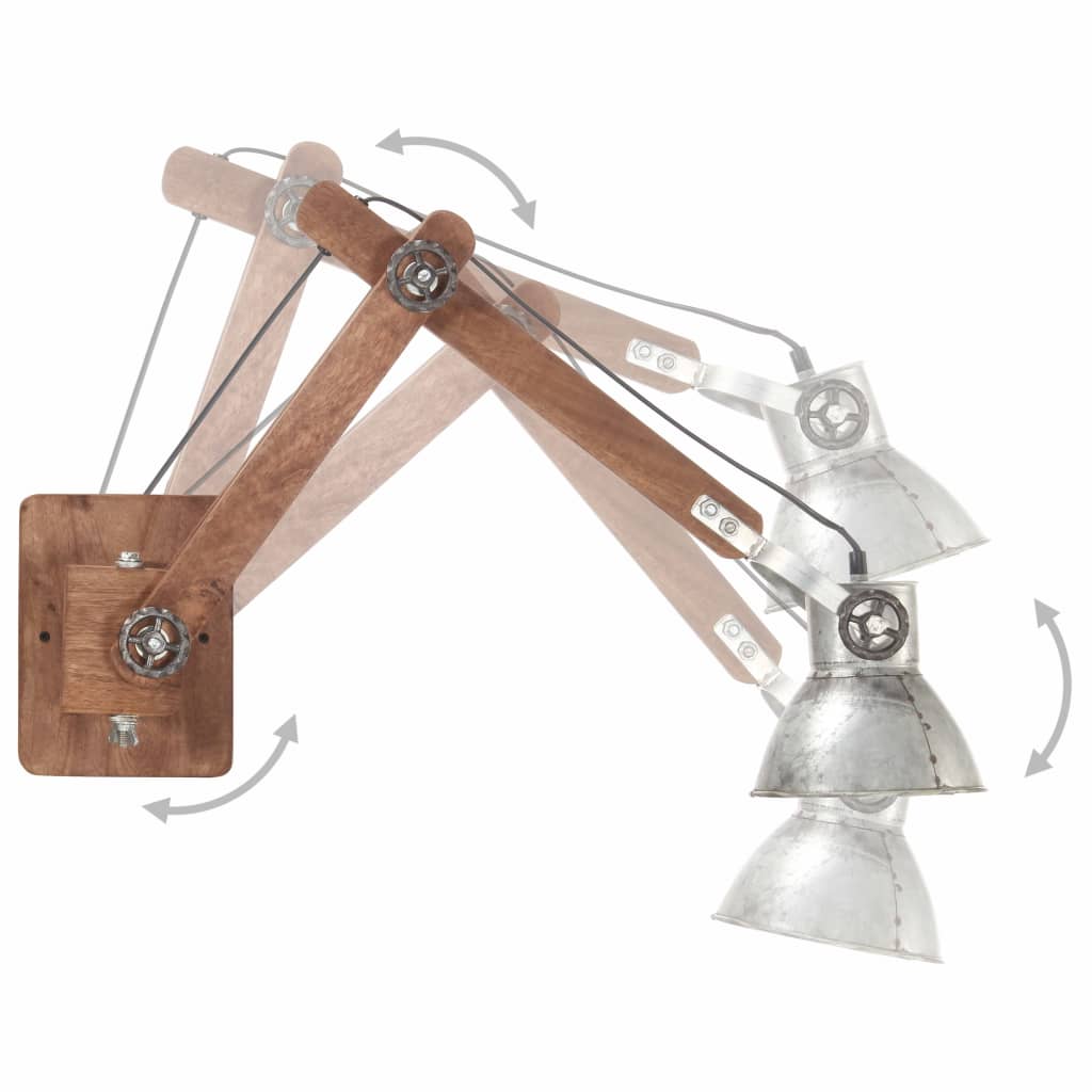 Wall light industrial style silver round E27