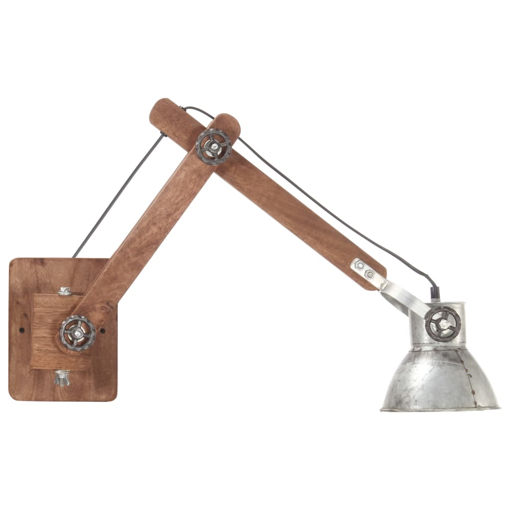 Wall light industrial style silver round E27