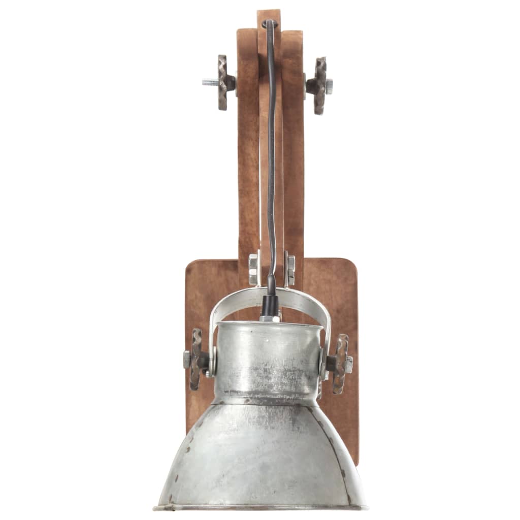 Wall light industrial style silver round E27