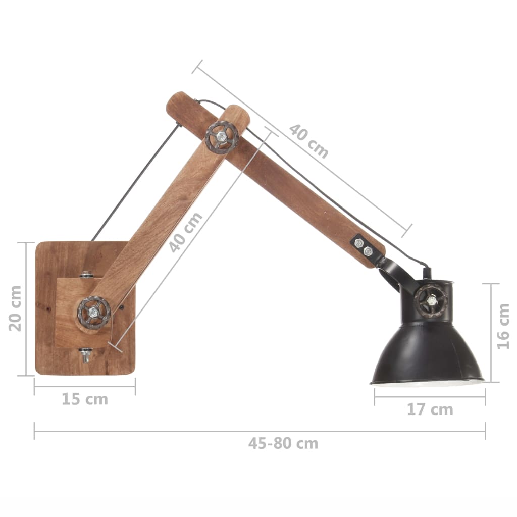 Applique murale style industriel noire ronde E27