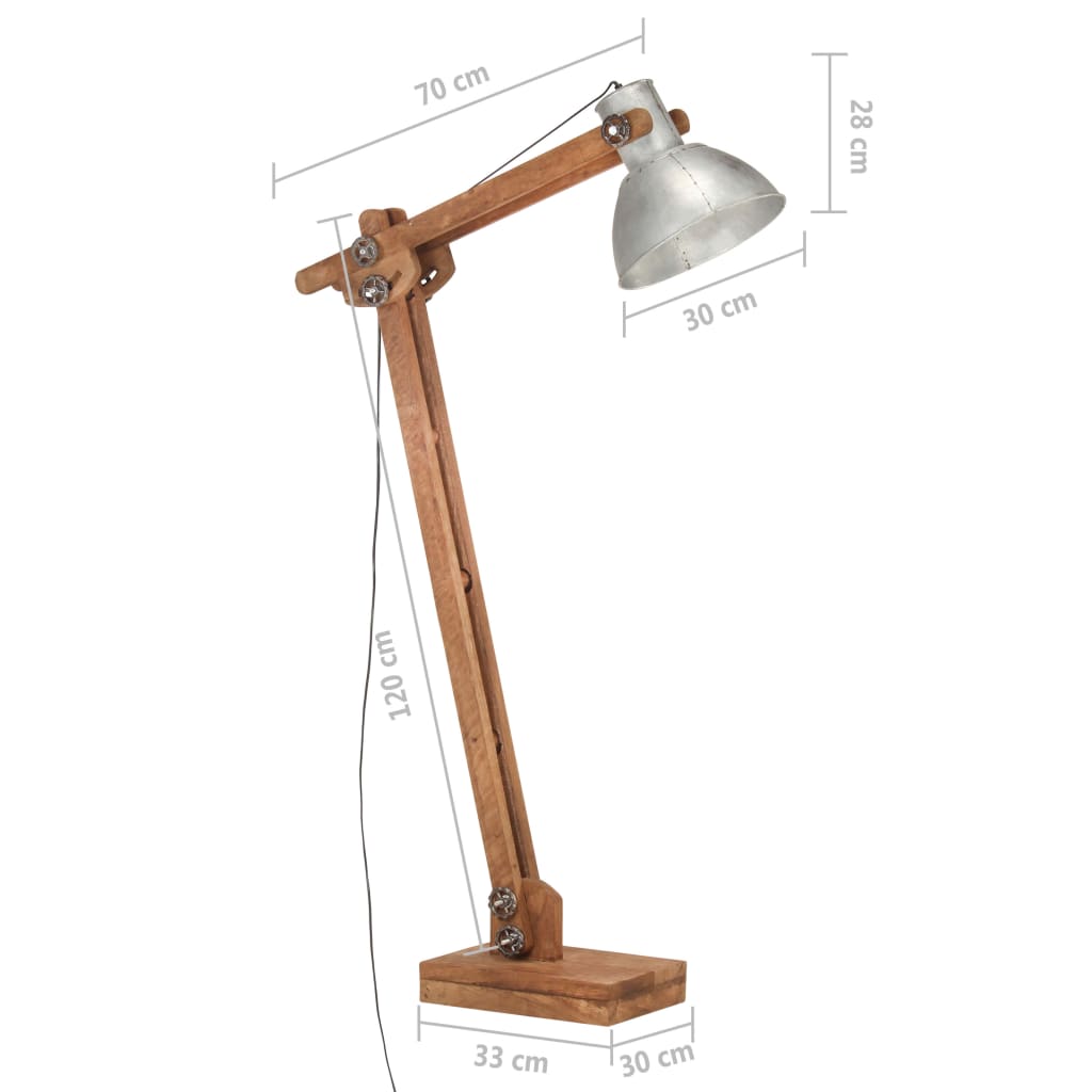 Floor lamp silver mango solid wood E27