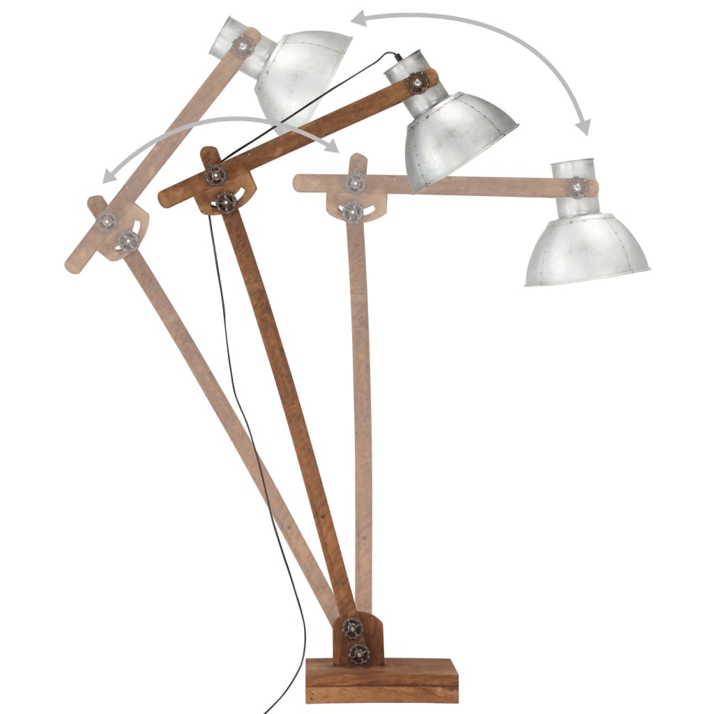 Floor lamp silver mango solid wood E27