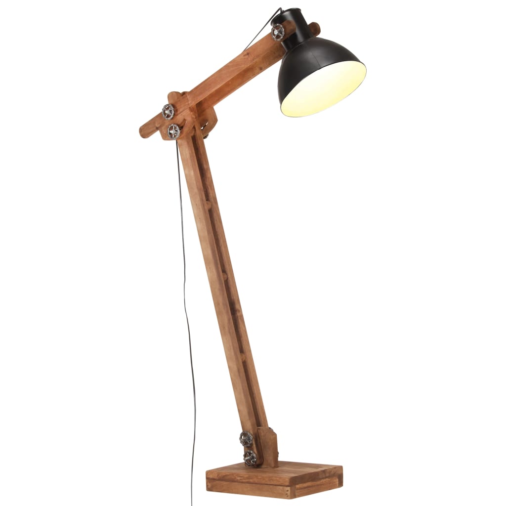 Floor lamp black mango solid wood E27