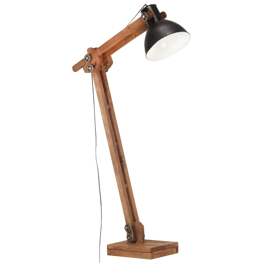 Floor lamp black mango solid wood E27