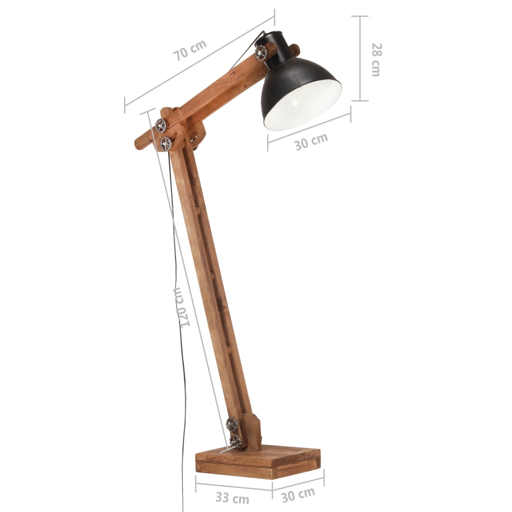 Floor lamp black mango solid wood E27