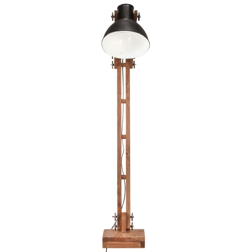 Floor lamp black mango solid wood E27