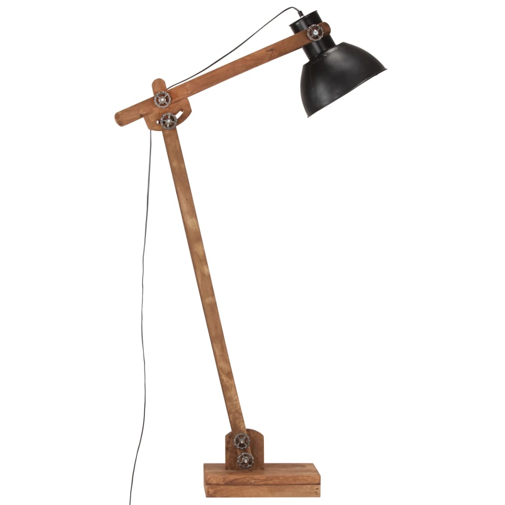 Floor lamp black mango solid wood E27