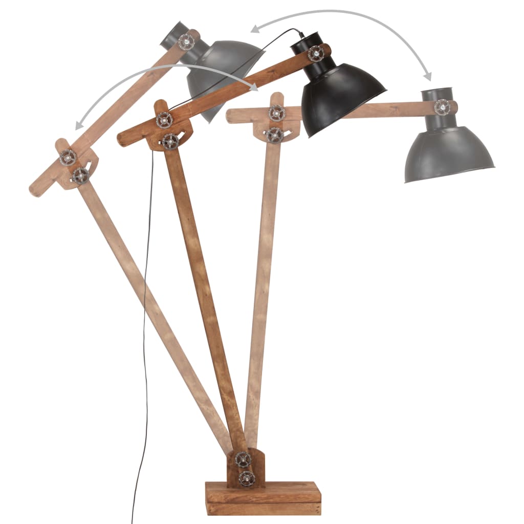 Floor lamp black mango solid wood E27