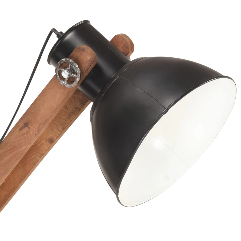 Floor lamp black mango solid wood E27