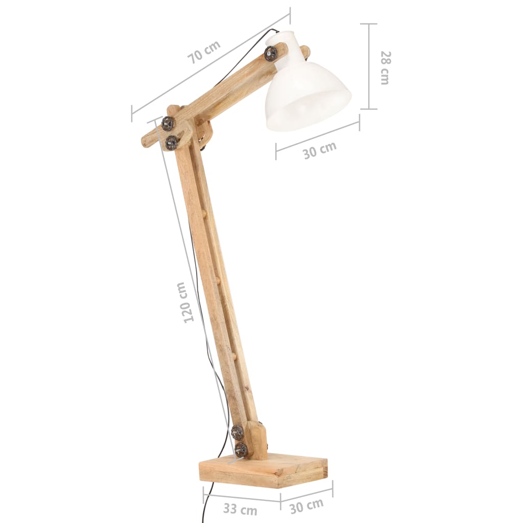 Floor lamp white mango solid wood E27