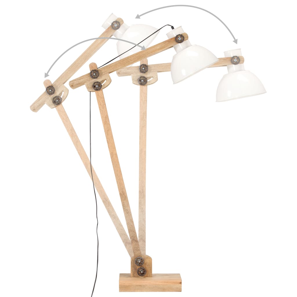 Floor lamp white mango solid wood E27