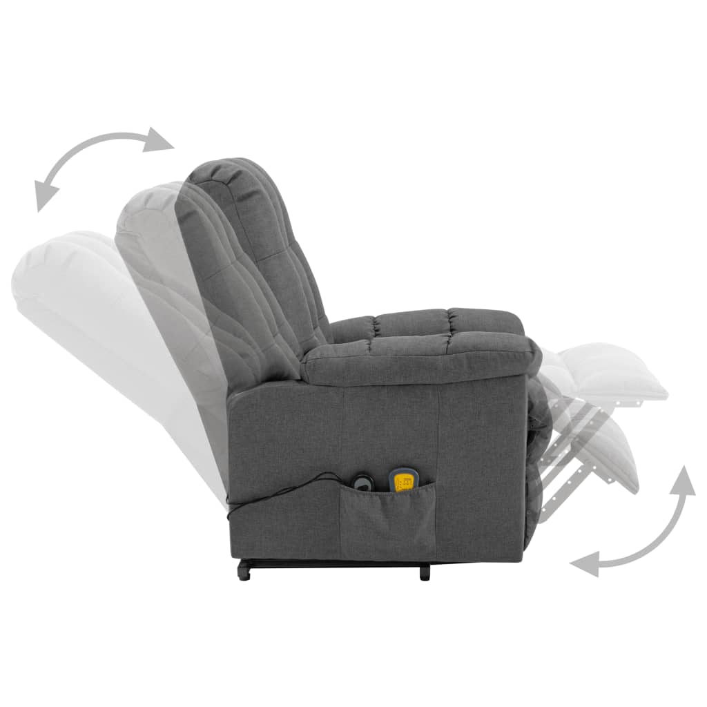 Massagesessel mit Aufstehhilfe Hellgrau Stoff