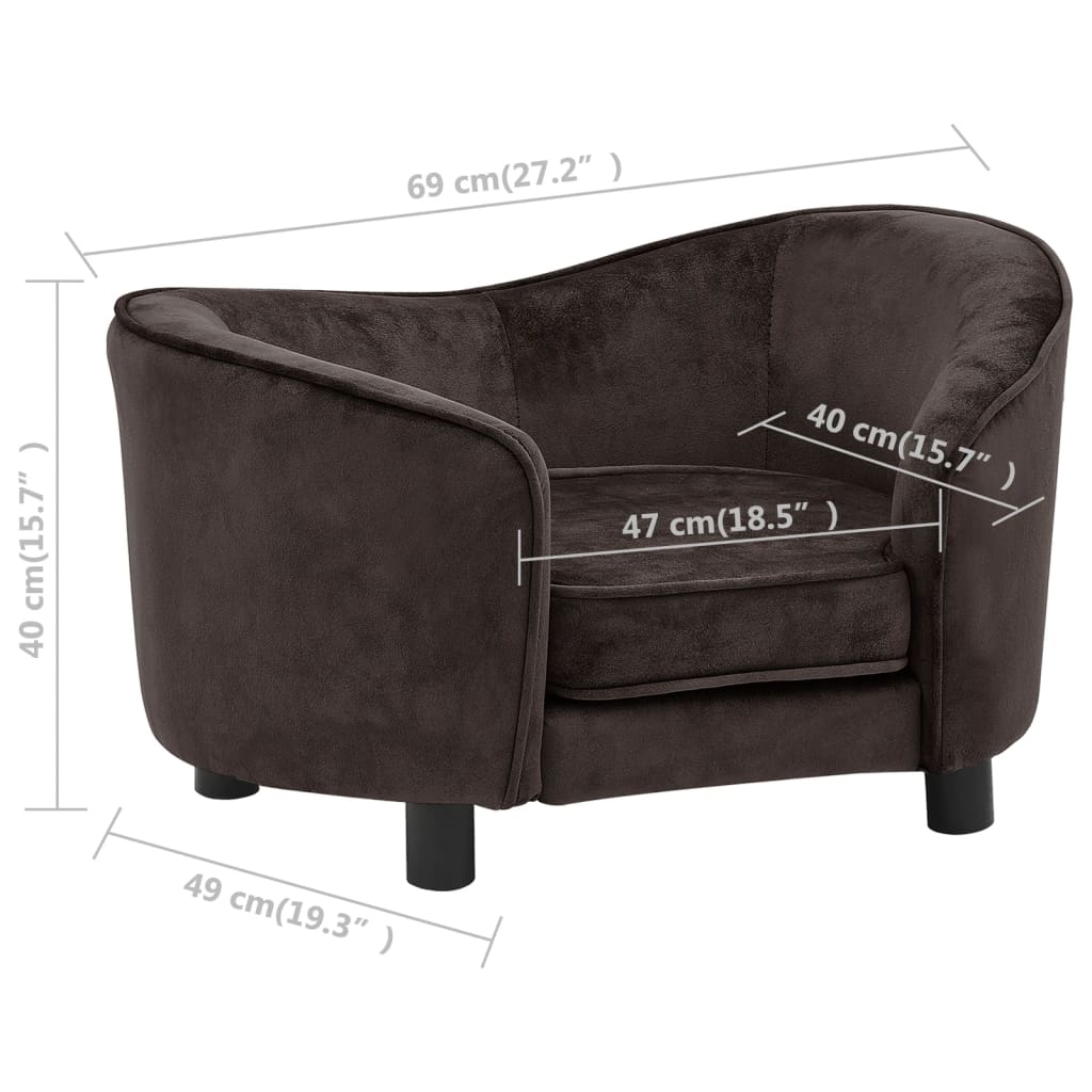 Dog sofa brown 69x49x40 cm plush