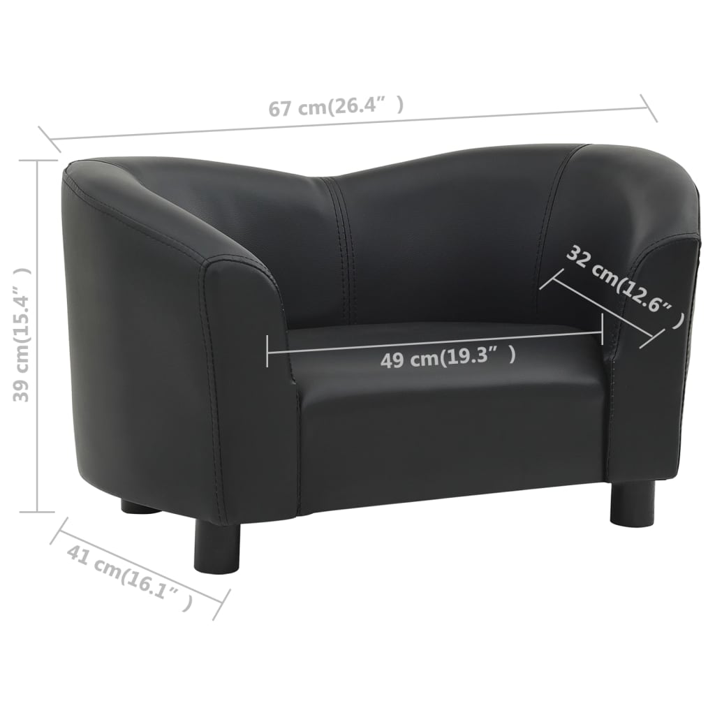 Dog sofa black 67x41x39 cm artificial leather