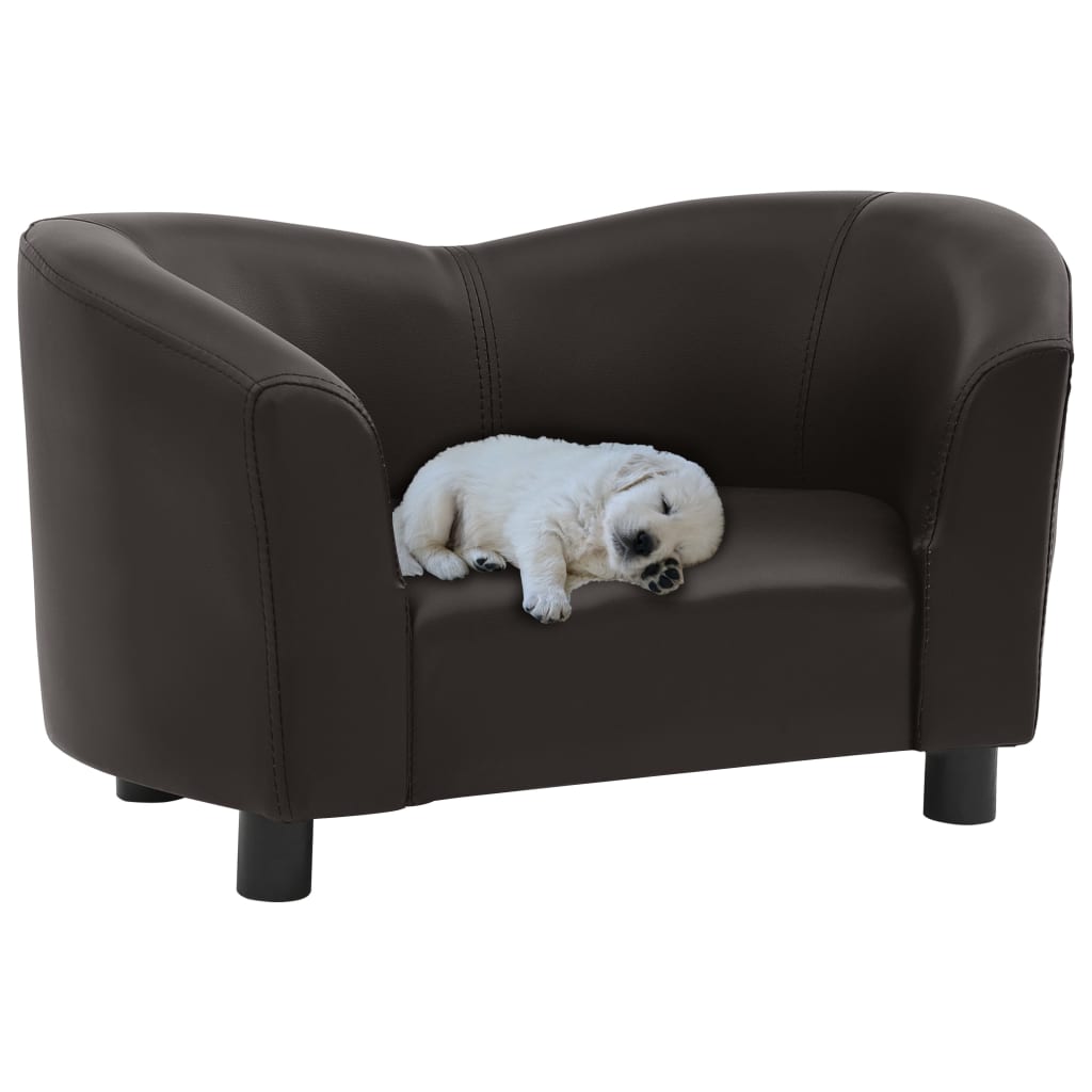 Dog sofa brown 67x41x39 cm artificial leather