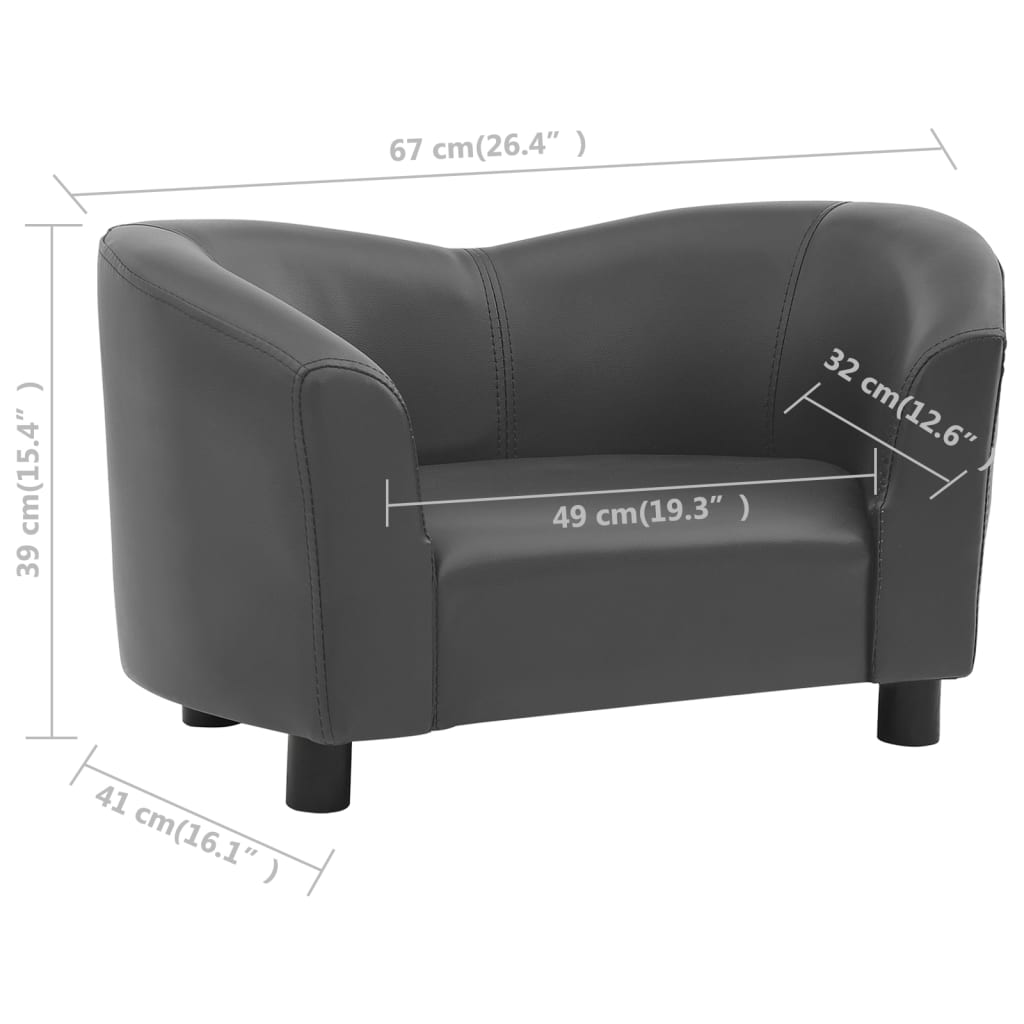 Dog sofa grey 67x41x39 cm artificial leather