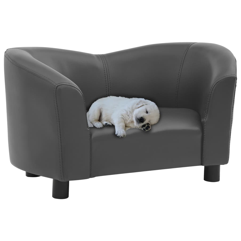 Canapé pour chien gris 67x41x39 cm cuir synthétique