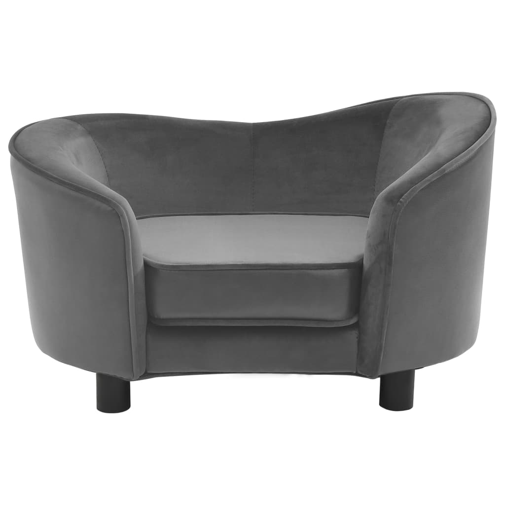 Dog sofa grey 69x49x40 cm plush and imitation leather