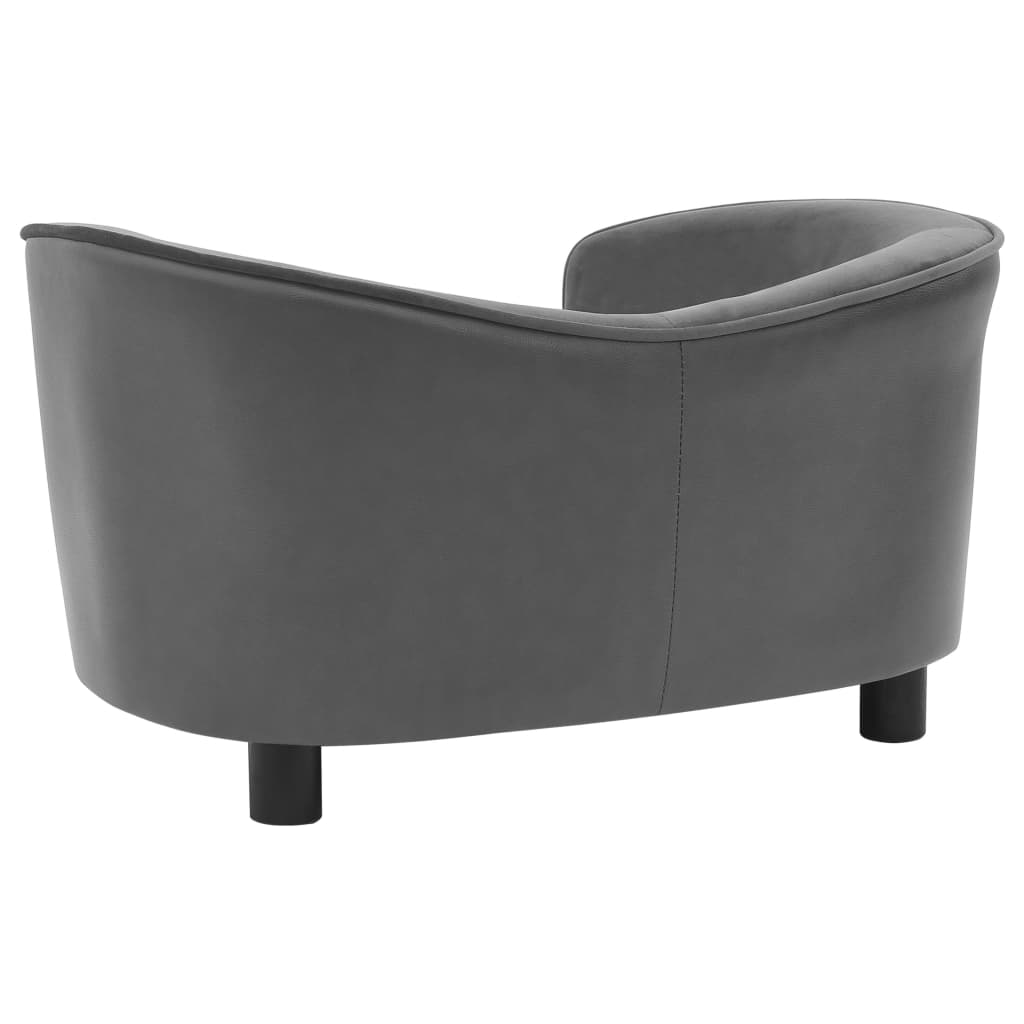 Dog sofa grey 69x49x40 cm plush and imitation leather