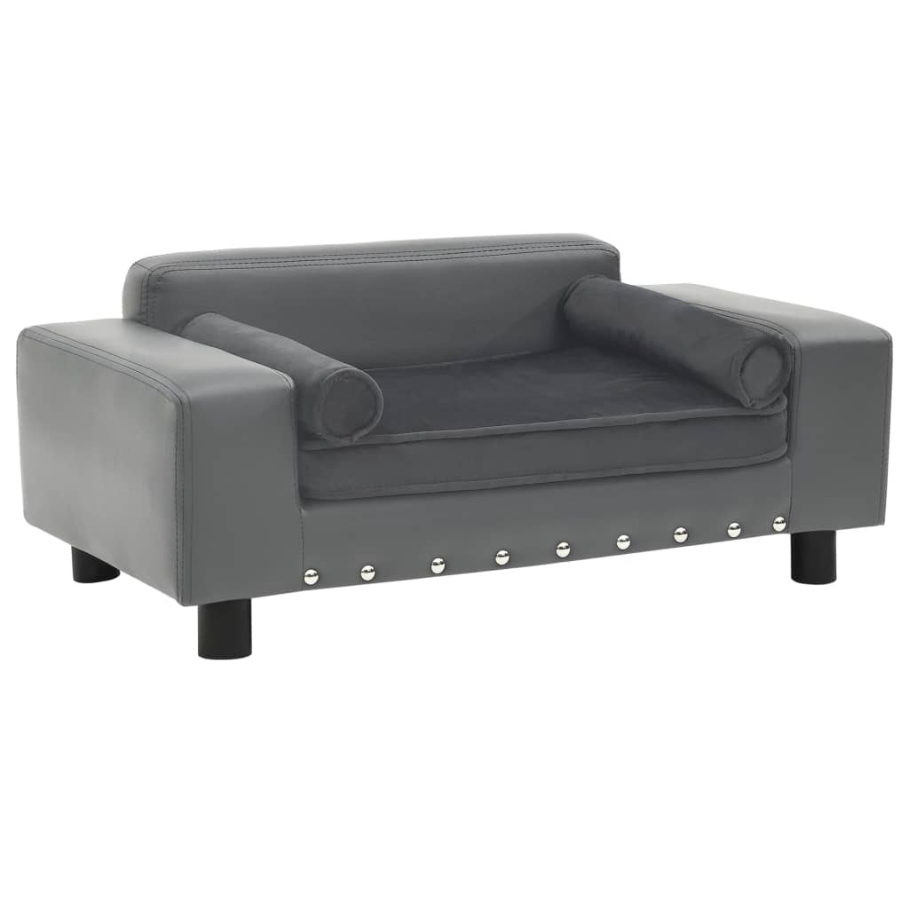 Canapé pour chien gris 81x43x31 cm en peluche et simili cuir