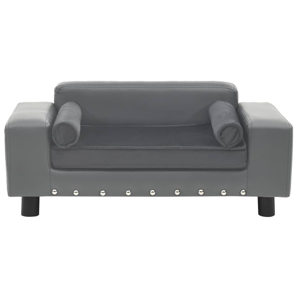 Canapé pour chien gris 81x43x31 cm en peluche et simili cuir