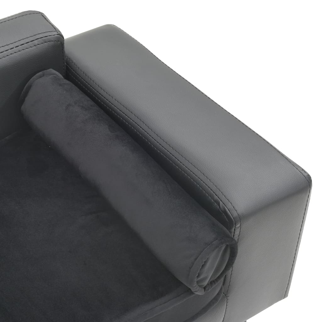 Canapé pour chien gris 81x43x31 cm en peluche et simili cuir