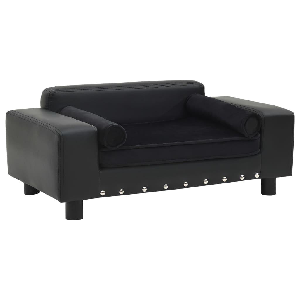 Canapé pour chien noir 81x43x31 cm peluche et simili cuir
