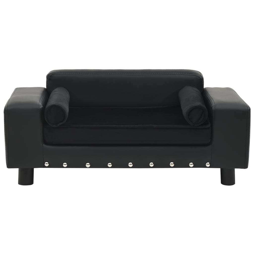 Dog sofa black 81x43x31 cm plush and imitation leather