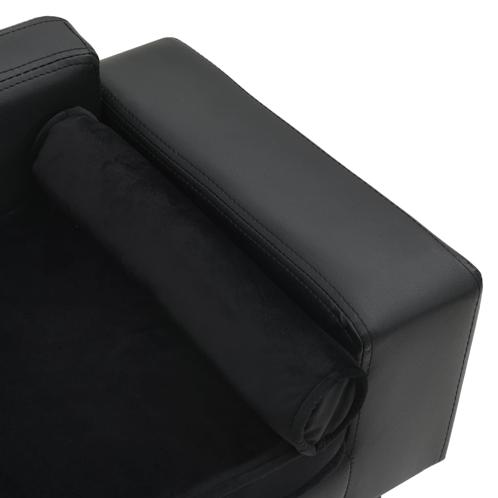 Dog sofa black 81x43x31 cm plush and imitation leather