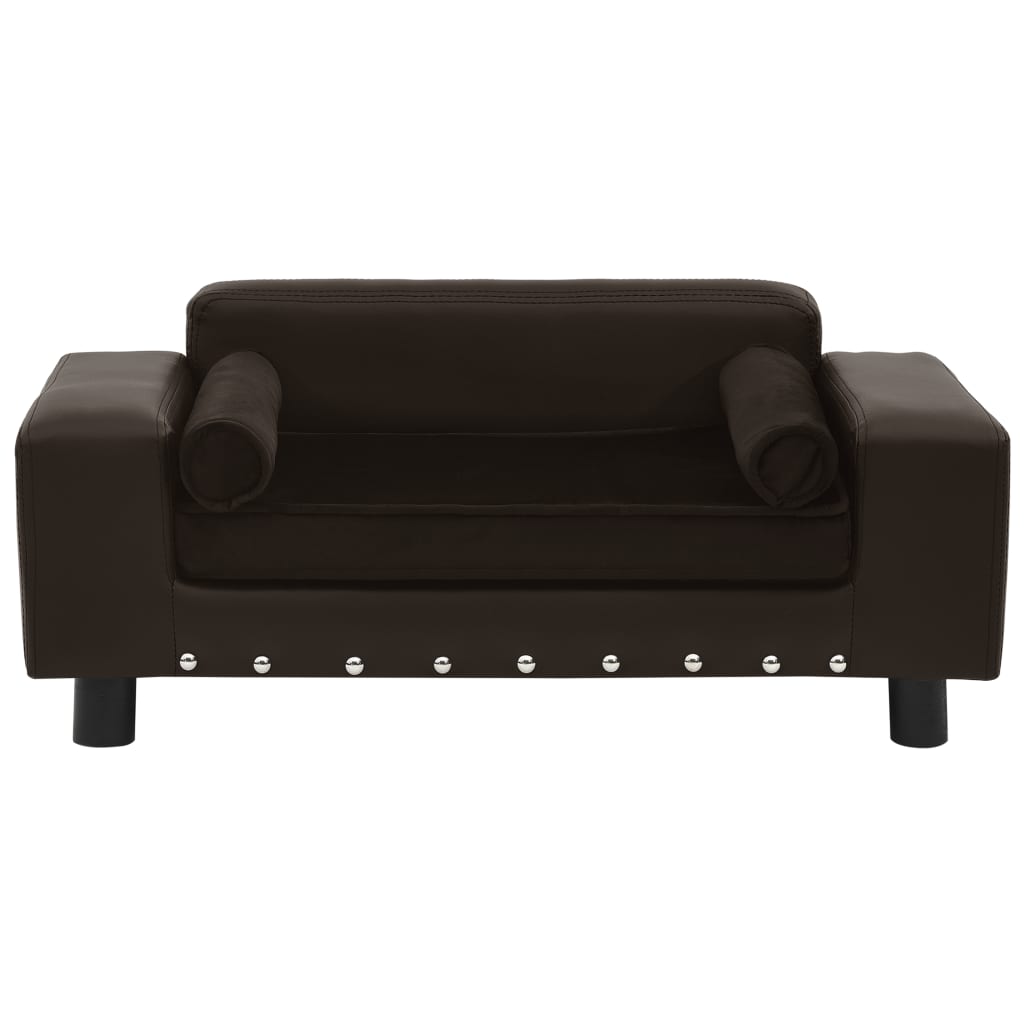 Dog sofa brown 81x43x31 cm plush and imitation leather