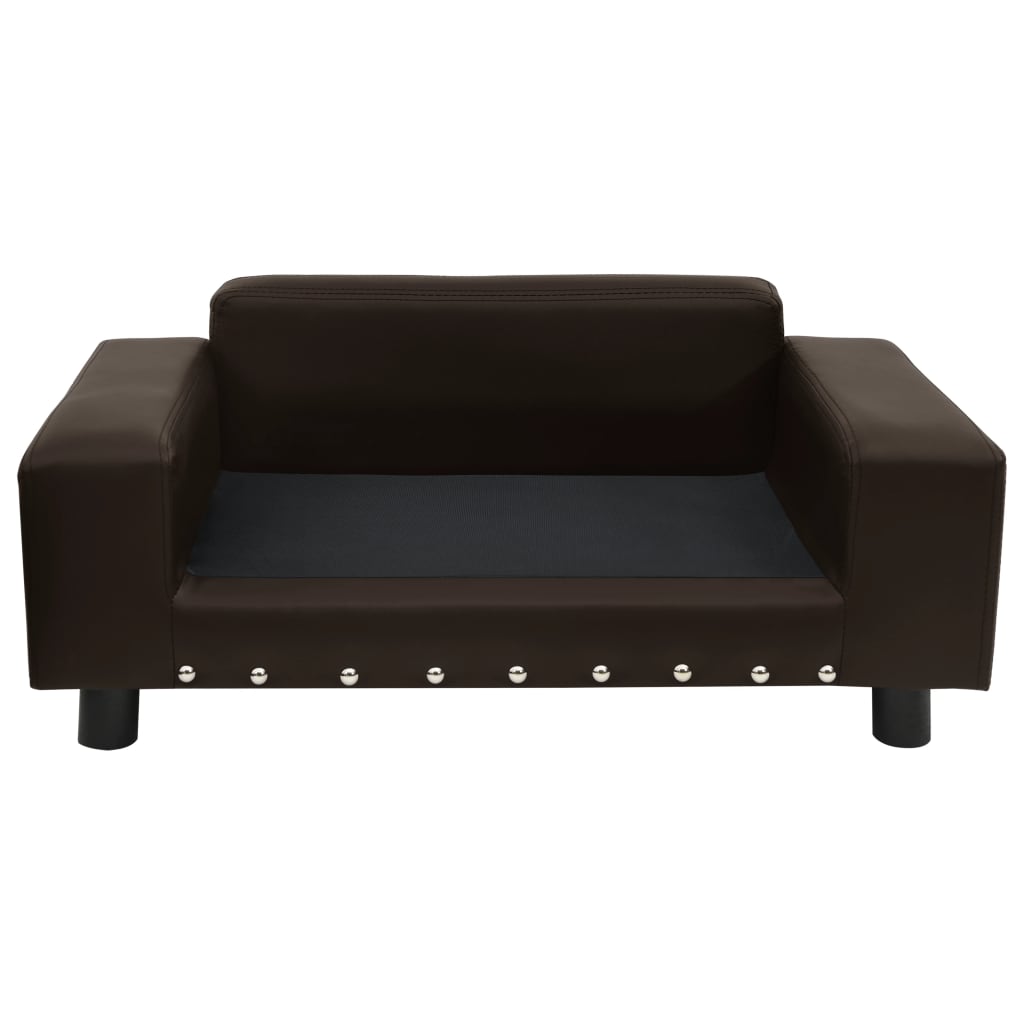 Dog sofa brown 81x43x31 cm plush and imitation leather