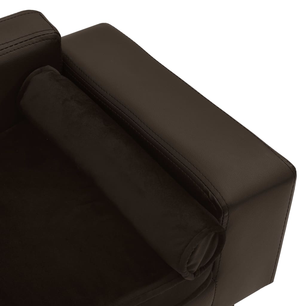 Dog sofa brown 81x43x31 cm plush and imitation leather