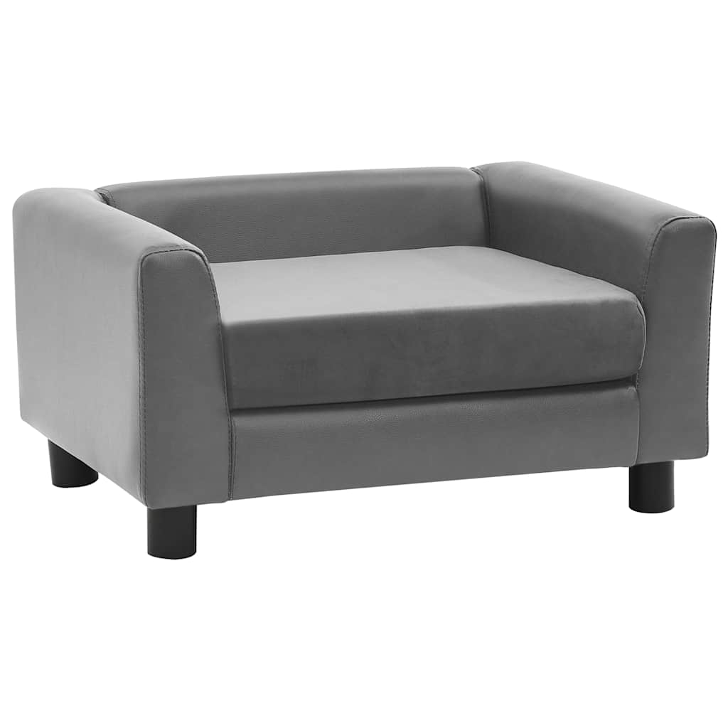 Canapé pour chien gris 60x43x30 cm en peluche et simili cuir