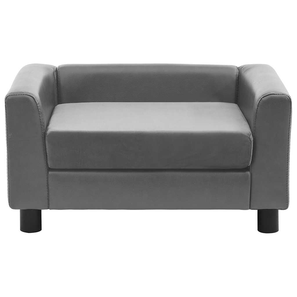 Canapé pour chien gris 60x43x30 cm en peluche et simili cuir