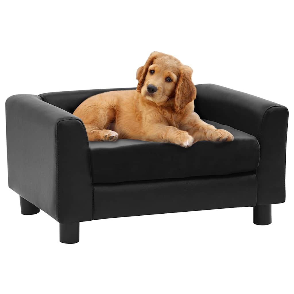 Canapé pour chien noir 60x43x30 cm en peluche et simili cuir