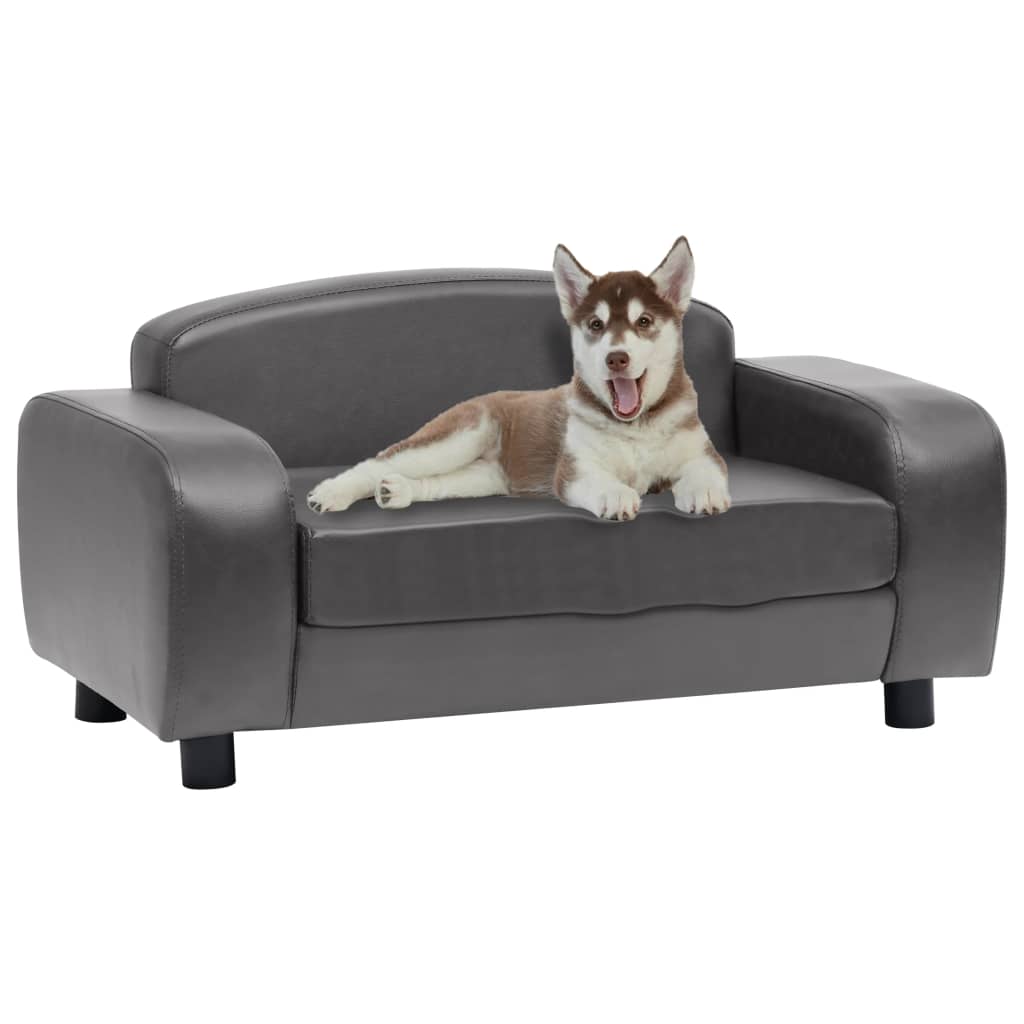 Dog sofa grey 80x50x40 cm artificial leather