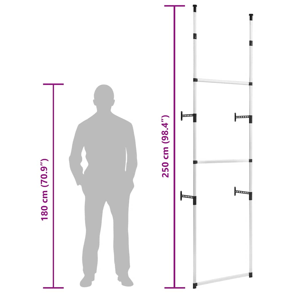 Teleskop-Garderobe mit Stangen Aluminium