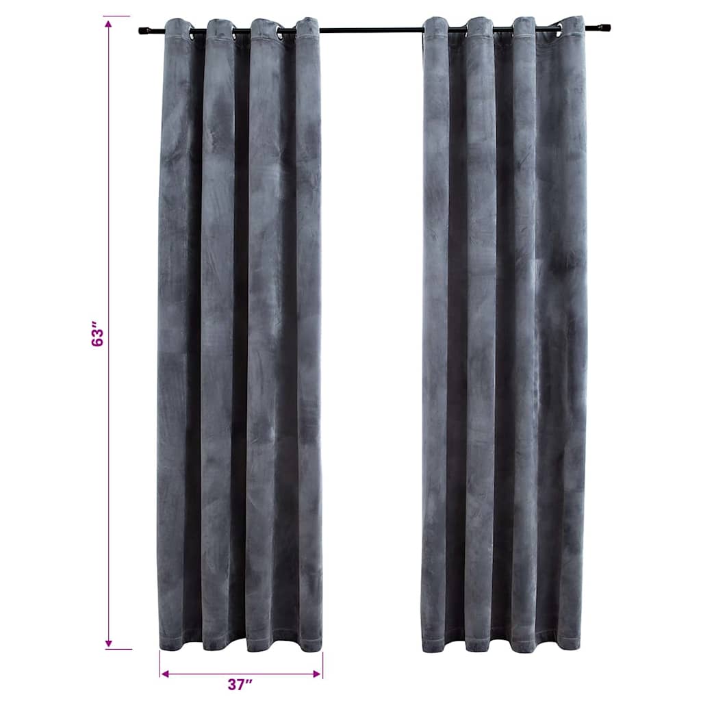 Blackout Curtains with Rings 2 pcs Anthracite 54"x63" Velvet (US only) - Untranslated