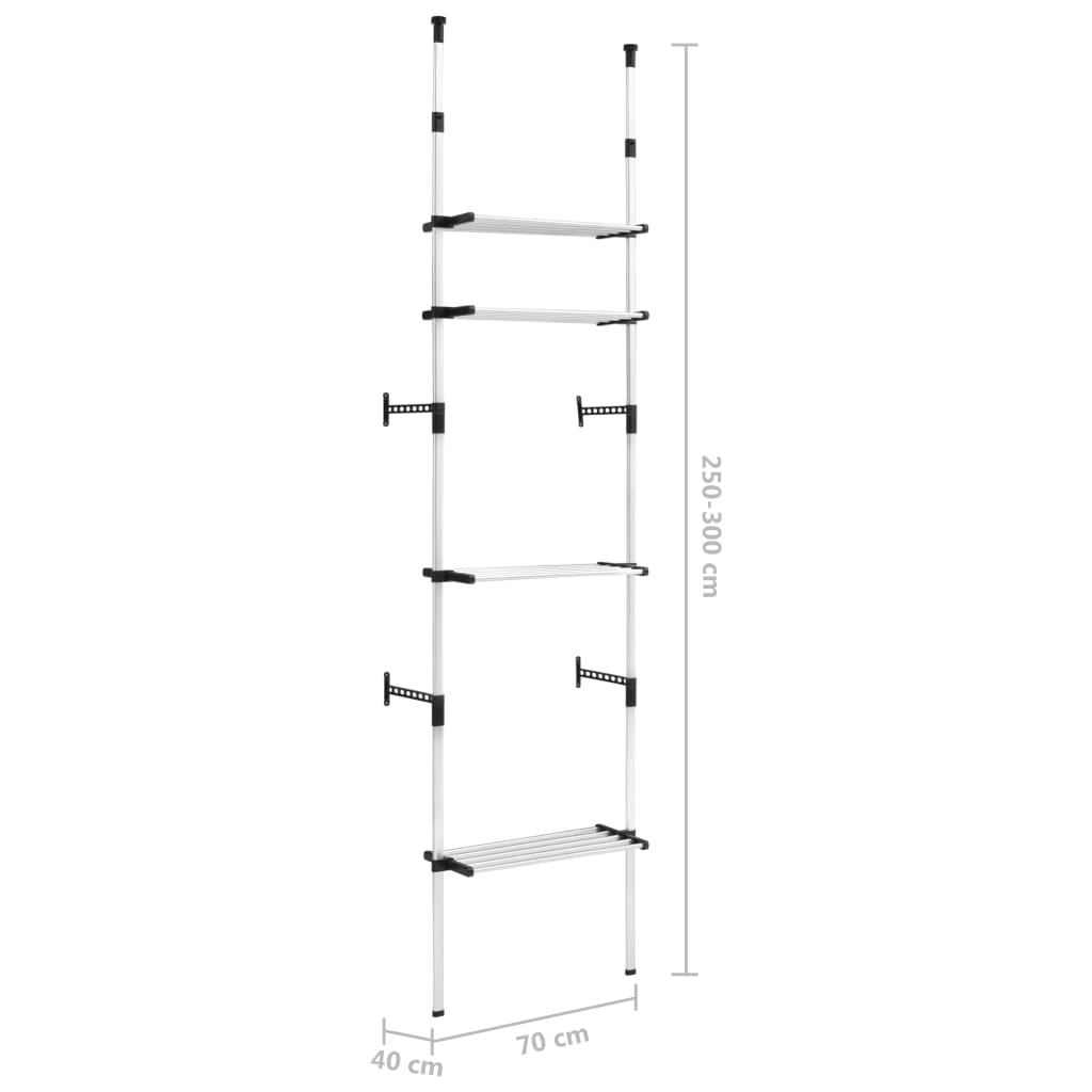 Telescopic wardrobe with shelves aluminum