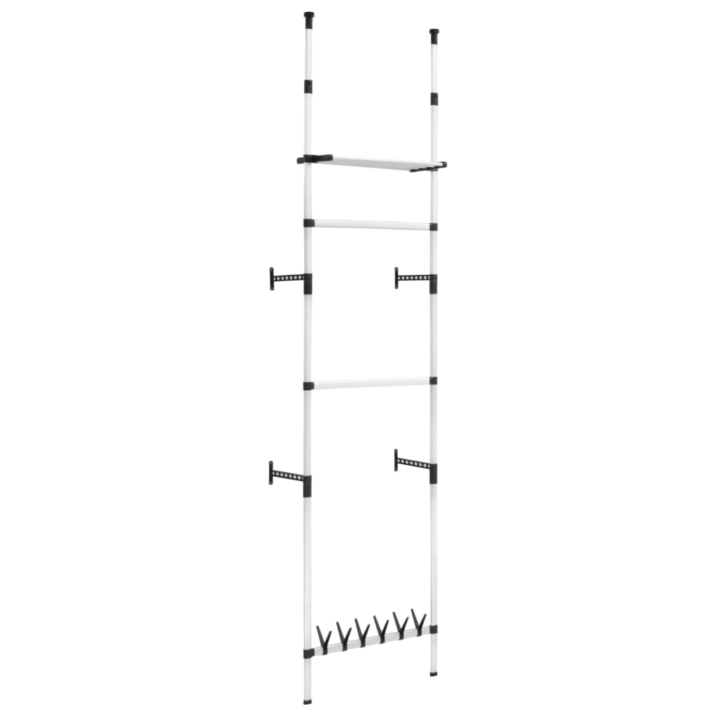Telescopic wardrobe with rods and shelf aluminum