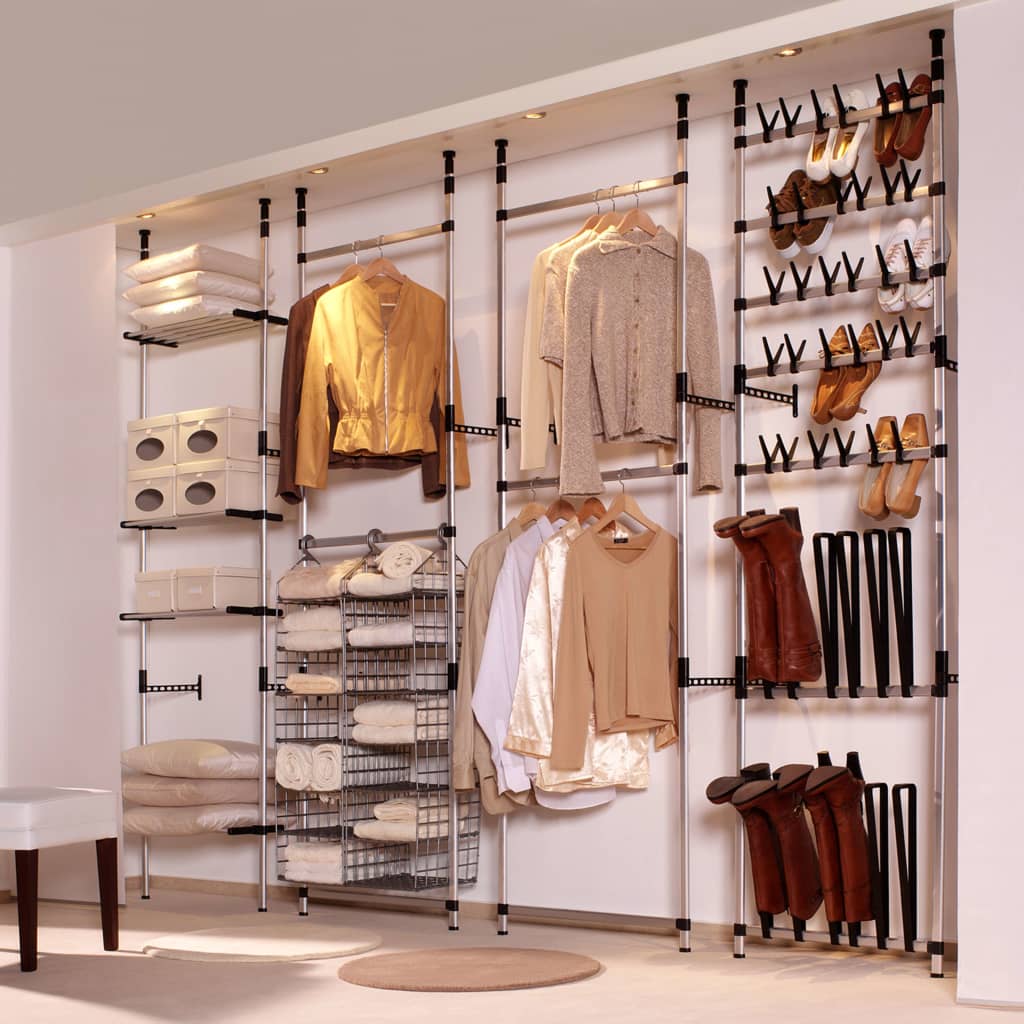 Telescopic wardrobe with rods and shelf aluminum