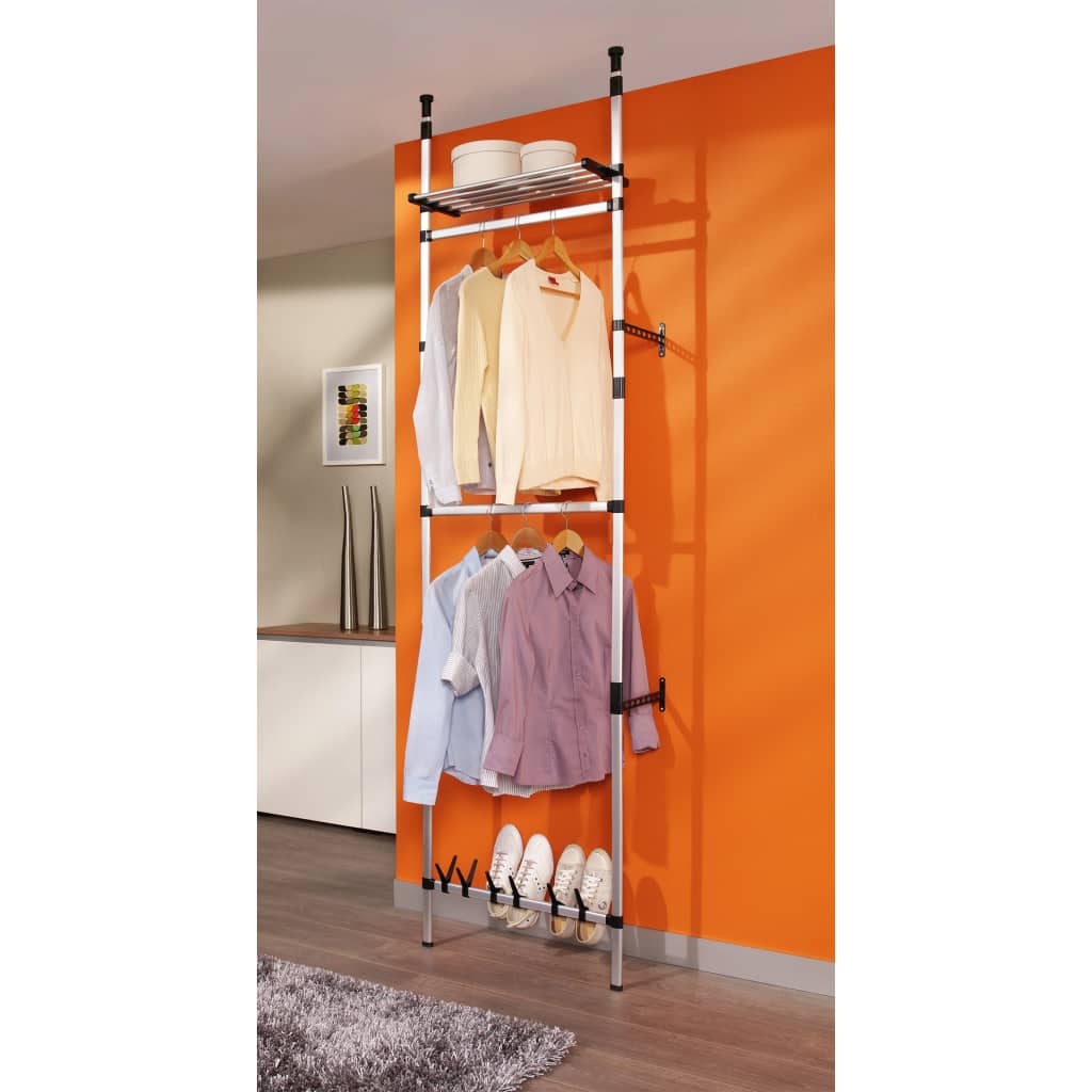 Telescopic wardrobe with rods and shelf aluminum