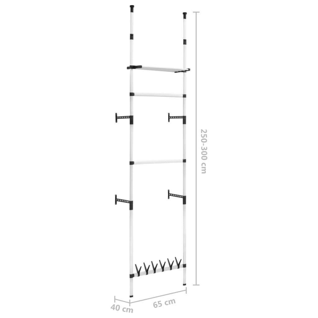 Telescopic wardrobe with rods and shelf aluminum