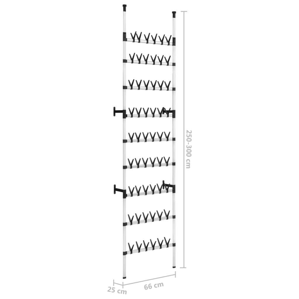 Telescopic shoe rack with aluminum rods