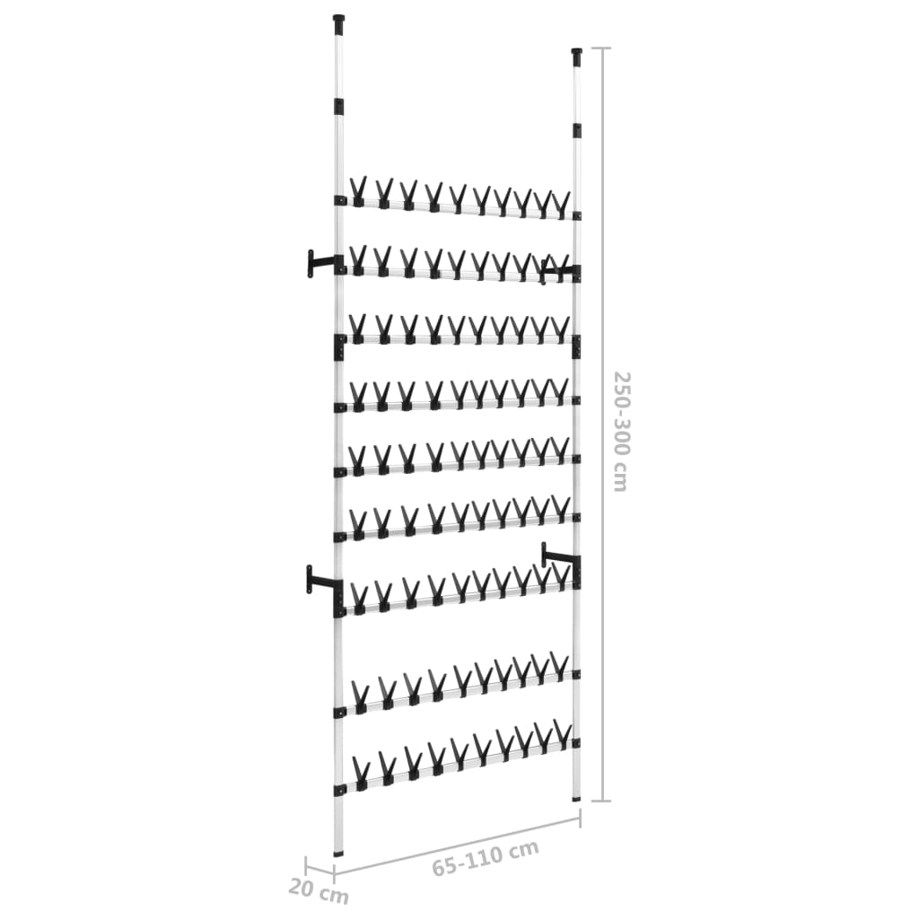 Telescopic shoe rack with aluminum rods